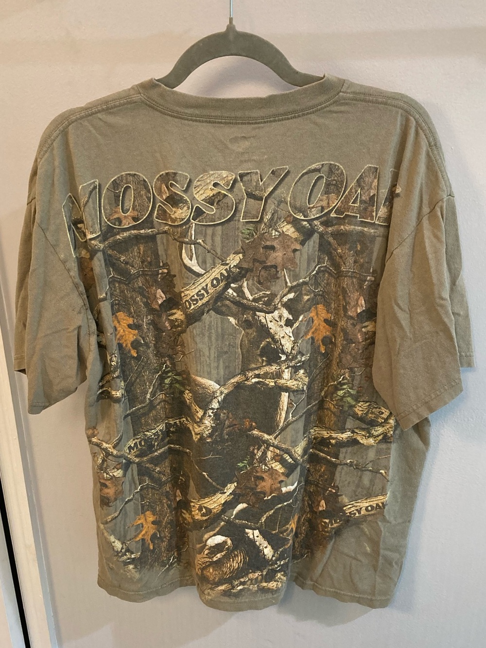 Mossy Oak short and sleeve deer hunting tan camo shirt Size XL